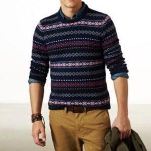 American Eagle Fair Isle Navy Sweater - S